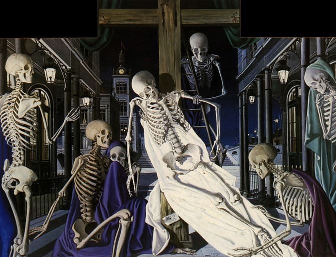 Paul Delvaux, Ecce Homo, 1949, oil on jointed panel, unknown collection